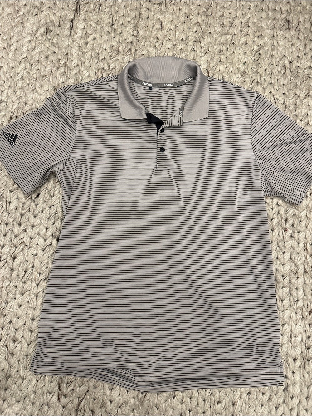 adidas Men’s Gray Micro-Stripe Polo